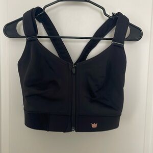 SHEFIT Black High-Impact Sports Bra with Front Zipper
